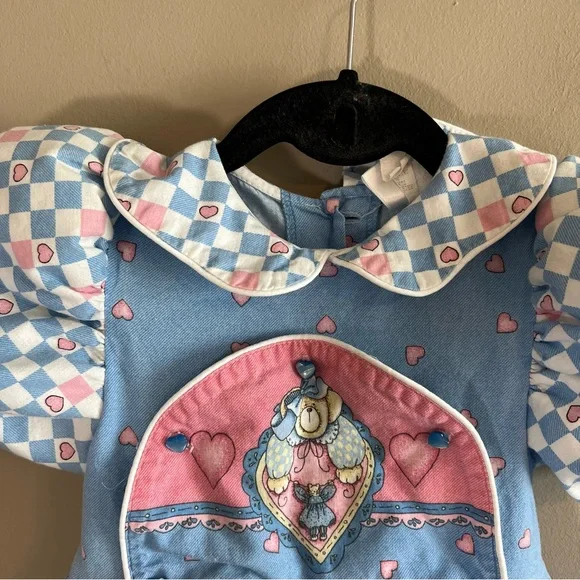Vintage Daisy Kingdom Puff Sleeve Hearts & Bears Dress Size 4 - Picture 4 of 13